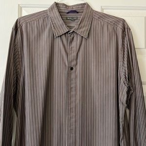 Men’s Gap Button Down Shirt Brown & Light Blue Stripe